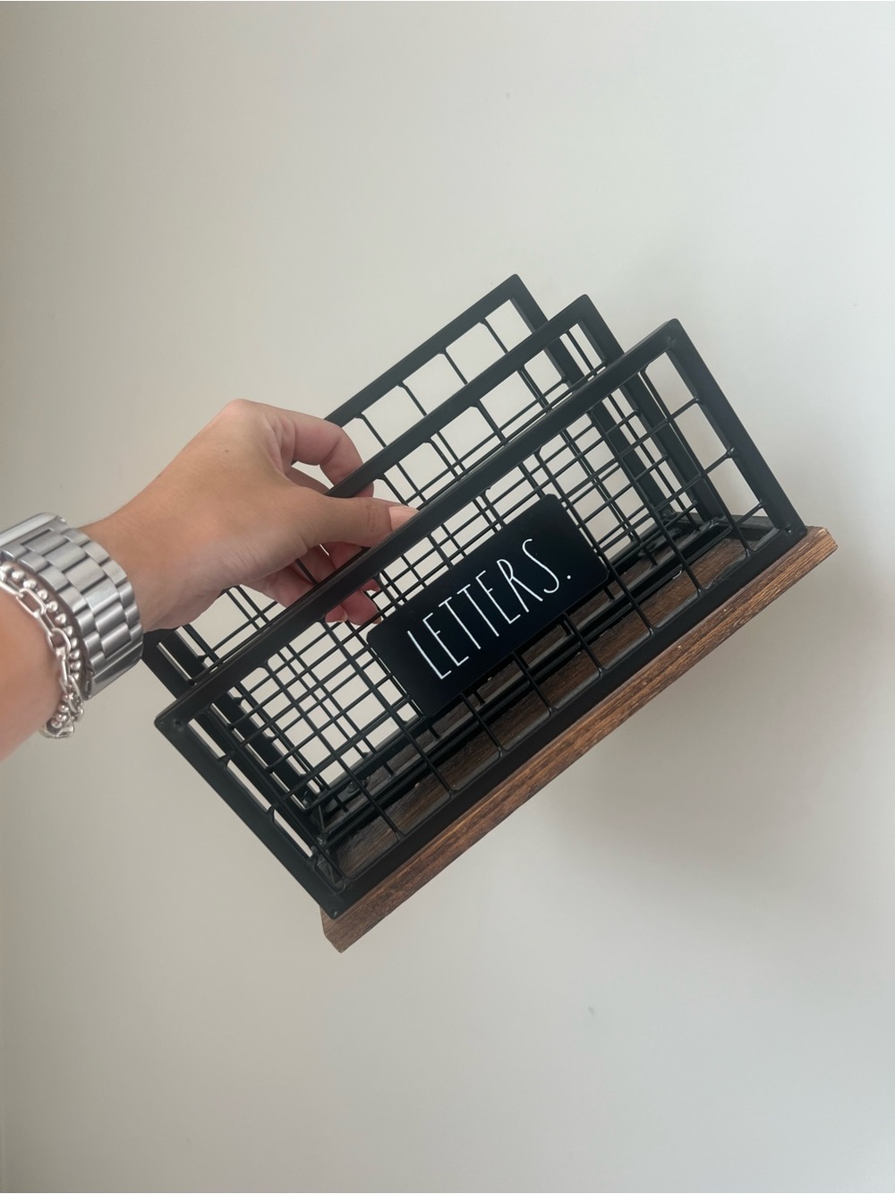 Rae Dunn Black Wire & Wood Letter Holder
